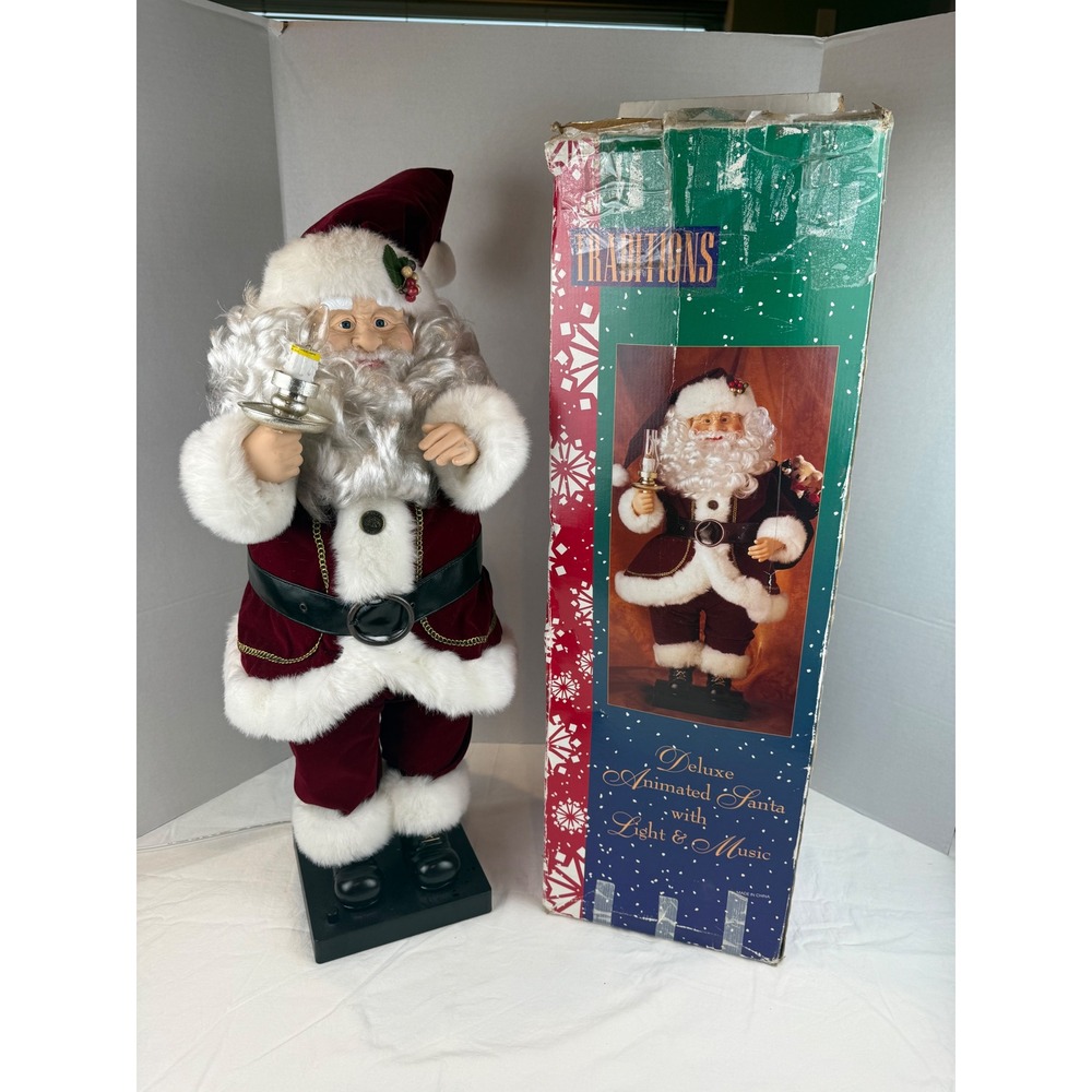 Vintage Traditions Deluxe Animated‎ Santa with Light and Music 16 Holiday Tunes
